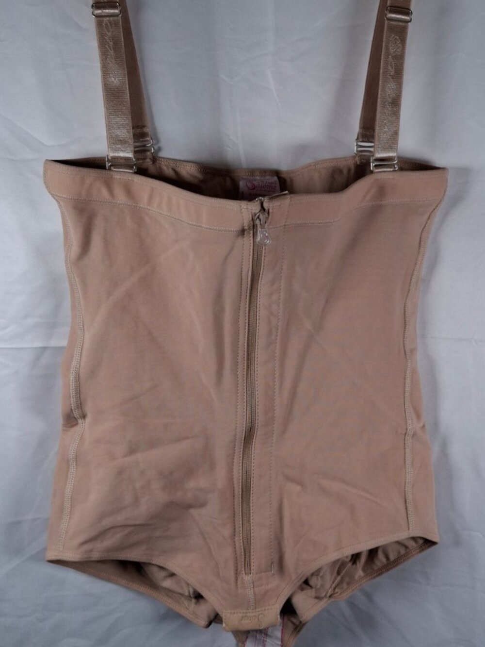 Fajas Salome la original Beige 3XL Elastic Shapewear w/ Adjustable Straps and Zi